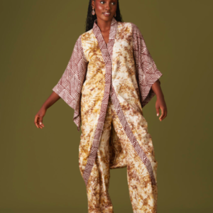 Uzoma Stripe Tie Dye Batik Kimono Set